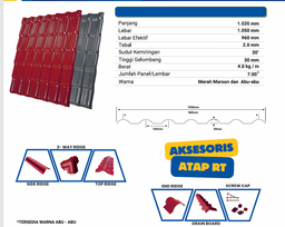 Genteng uPVC Supreme Lebar 105cm (bersih 96cm)