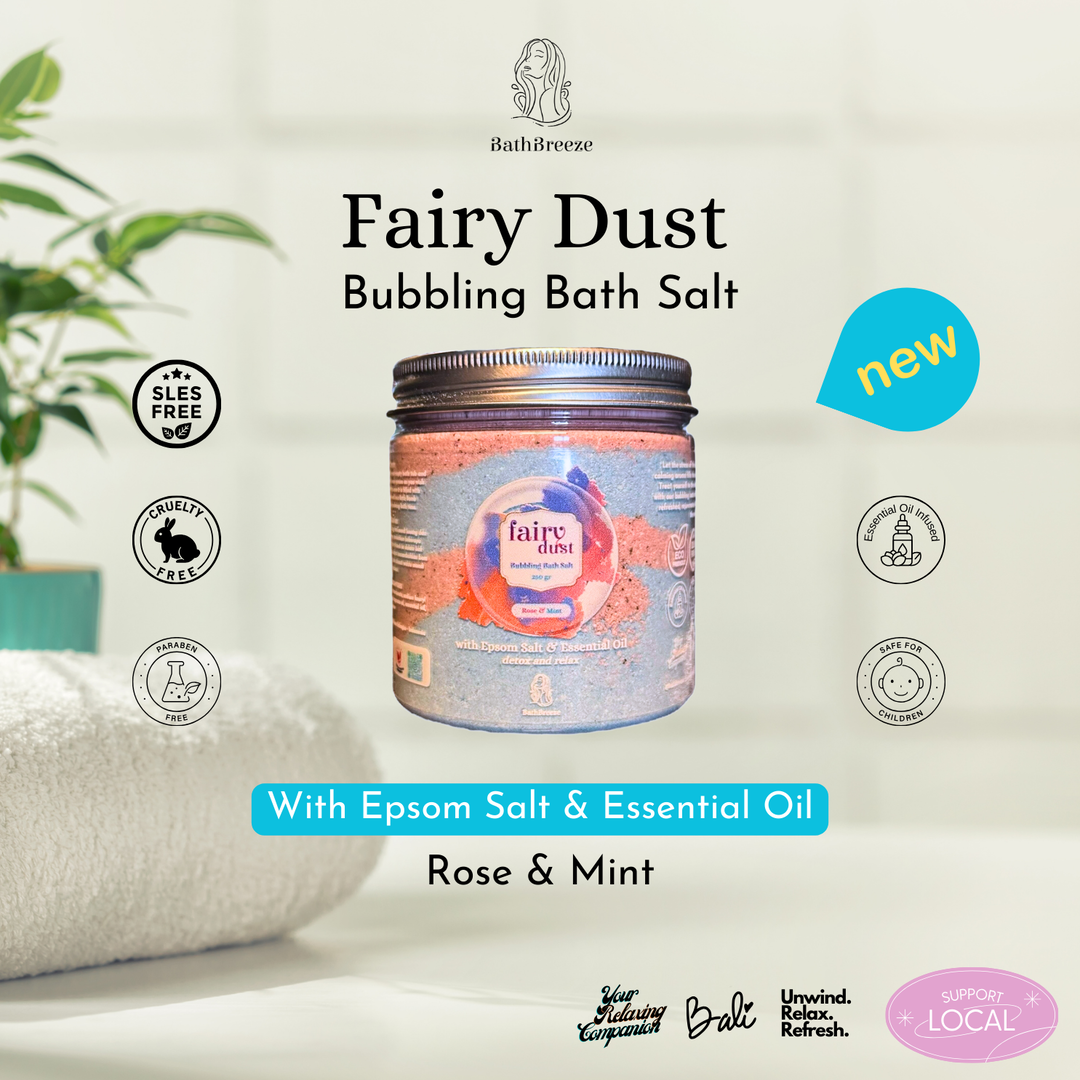 Fairy Dust Bubbling Bath Salt - Rose & Mint - With Epsom Salt & Essential Oil 
