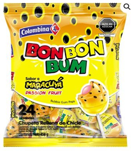 CHUPETA BON BON BUM MARACUYA  456g*24pcs*15bol