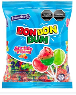 CHUPETA BON BON BUM SURTIDO TROPICAL 456g*24pcs*15bol