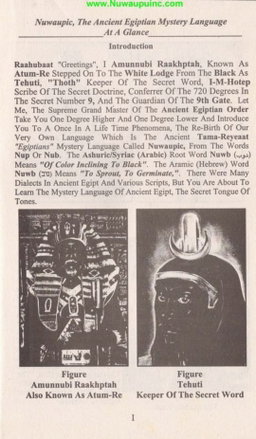 Nuwaupic Ancient Egiptian mystery language 