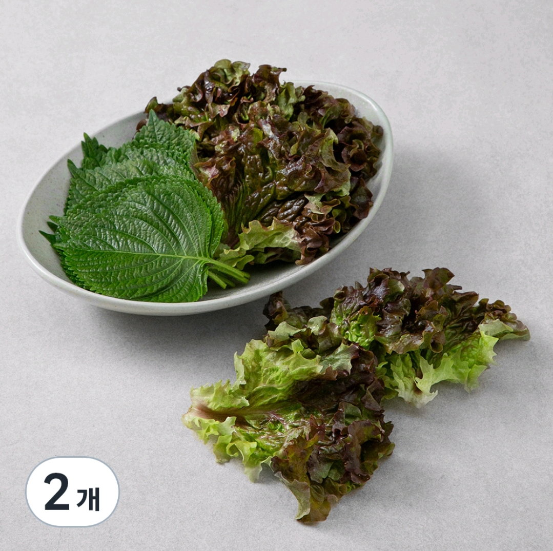 ๊ตญ๋ด์ฐ ์์ถ&๊นป์ ๊ฐํธ์, 150g, 2๊ฐ Korean Lettuce & Perilla Ssam Set 150g x2