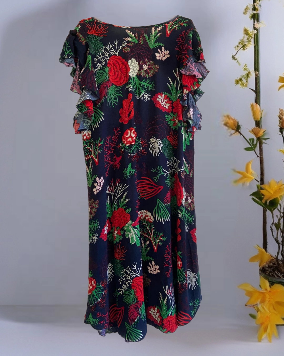 Floral and Coral Print Dress_1
