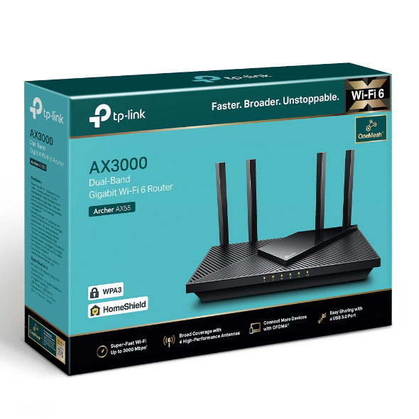 Tp link Archer AX55 AX3000 Dual Band Gigabit Wi-Fi 6 Router