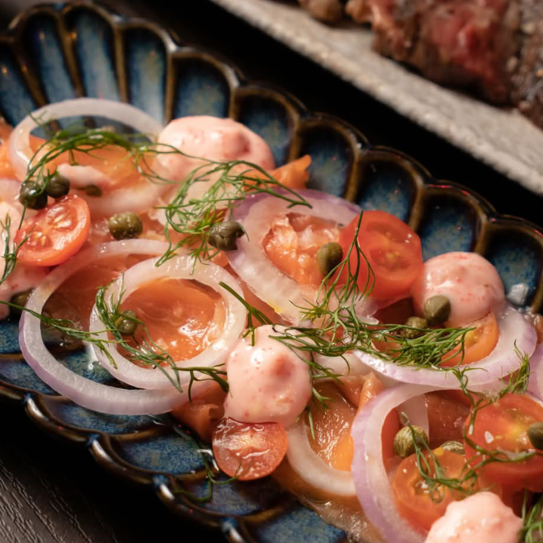 Smoked Salmon With Caper Wasabi Mayonnaise | แซลมอนรมควัน