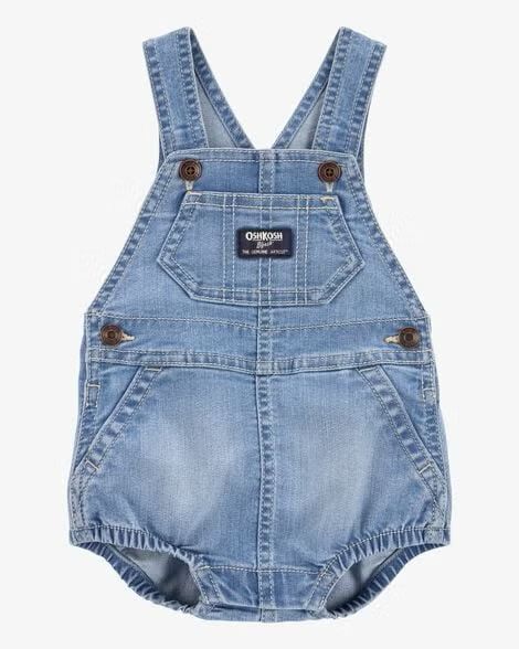 Baby Denim Bubble Romper - Blue_0