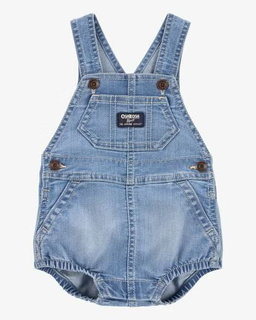Baby Denim Bubble Romper - Blue