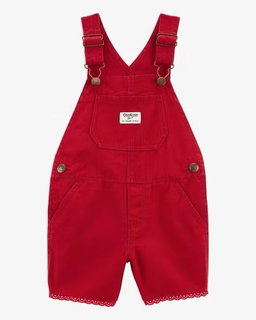 Red Twill Eyelet Shortalls (3mths to 5T)