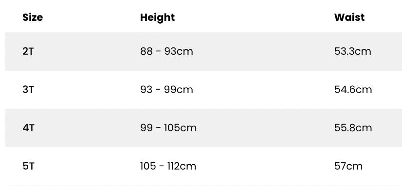 Size Guide - Toddlers (Bottoms)_0