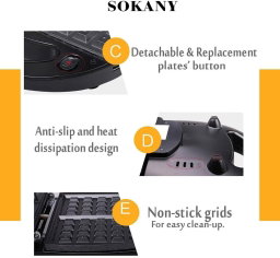 SOKANY SANDWICH MAKER 3in1 KJ302