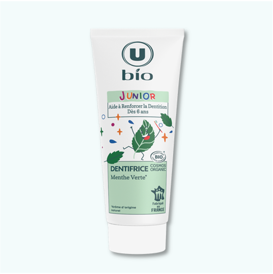 U Dentifrice Bio - Dès 6 ans Arôme Menthe Verte, tube de 75ml