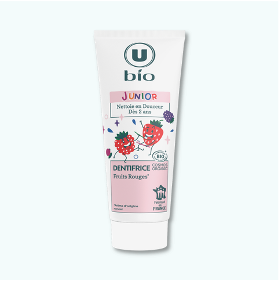 U Dentifrice Bio - Dès 2 ans Arôme Fruits Rouges, tube de 75ml