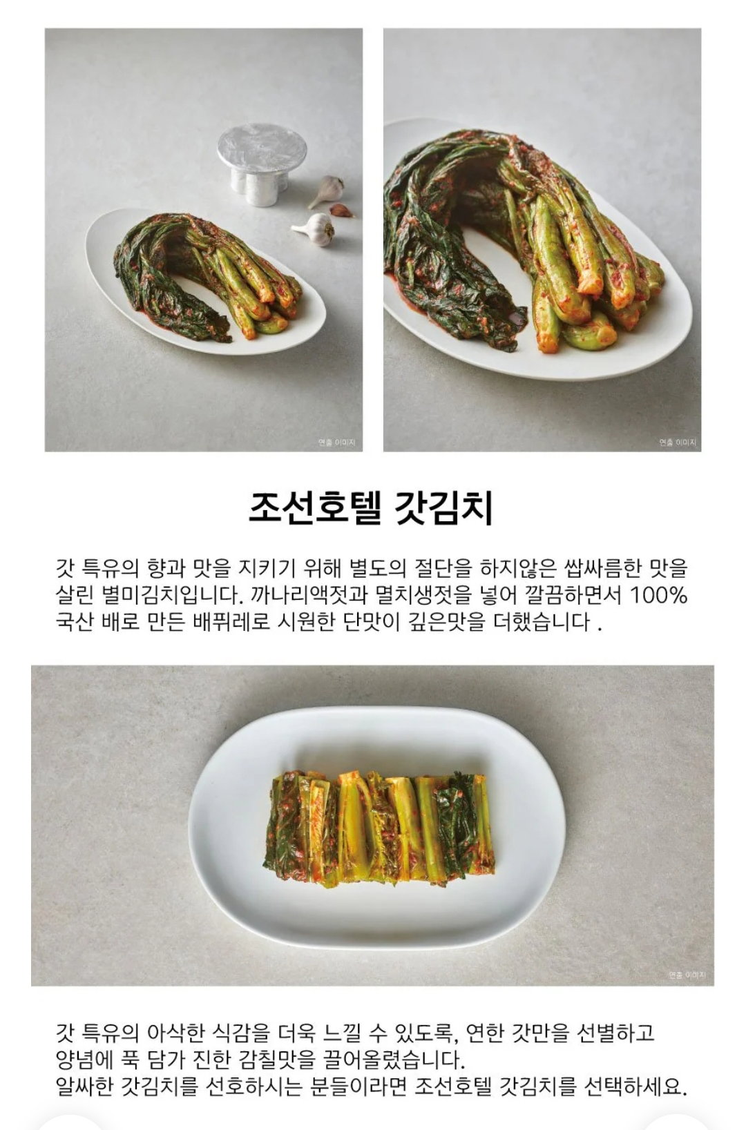 [조선호텔김치] 갓김치 1kg + 파김치 500g [Josun Hotel Kimchi] Leaf Mustard 1kg + Green Onion Kimchi 500g_1
