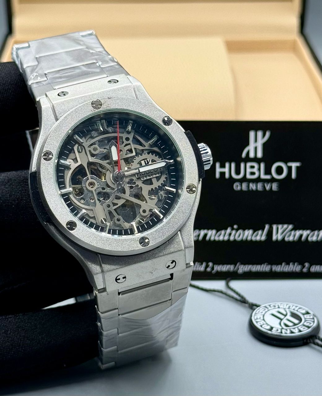 Hublot Skeleton Dial Stainless Steel Watch_5