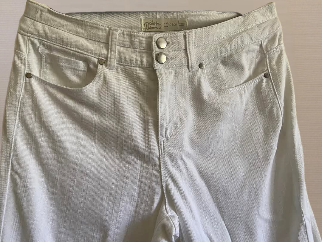 White Cropped Denim Pants_3
