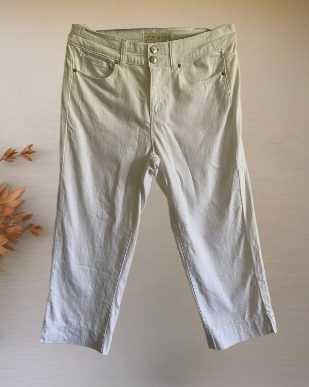 White Cropped Denim Pants