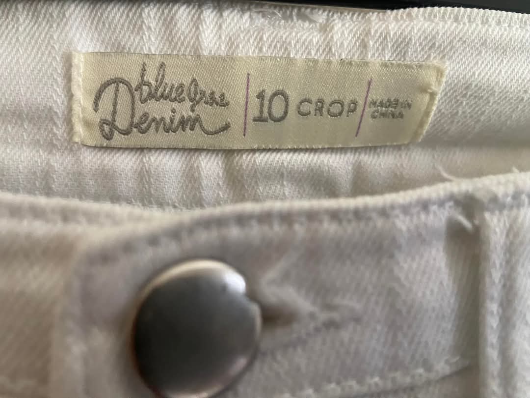 White Cropped Denim Pants_5