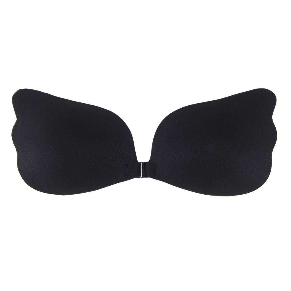 Sticky Strapless Seamless Black Push Up Breast Bra _2