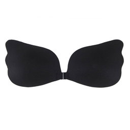 Sticky Strapless Seamless Black Push Up Breast Bra 