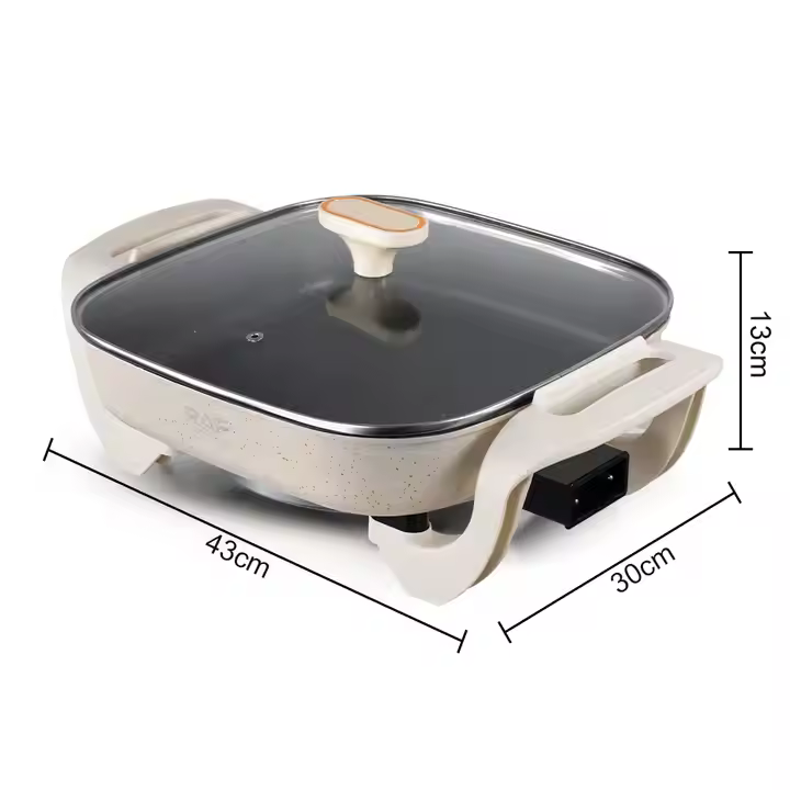  Poêle à frire électrique antiadhésive RAF, chauffe-plats et marmite de cuisson 5 L Multifonction pour fritures, grillades rapide..._5