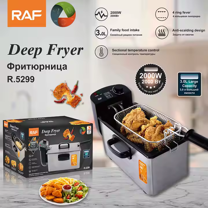 Friteuse électrique multifonctionnelle R.5299, 2 000 W, en acier inoxydable, capacité de 3L , pour usage domestique_4
