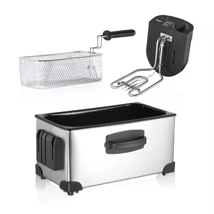 Friteuse électrique multifonctionnelle R.5299, 2 000 W, en acier inoxydable, capacité de 3L , pour usage domestique_0