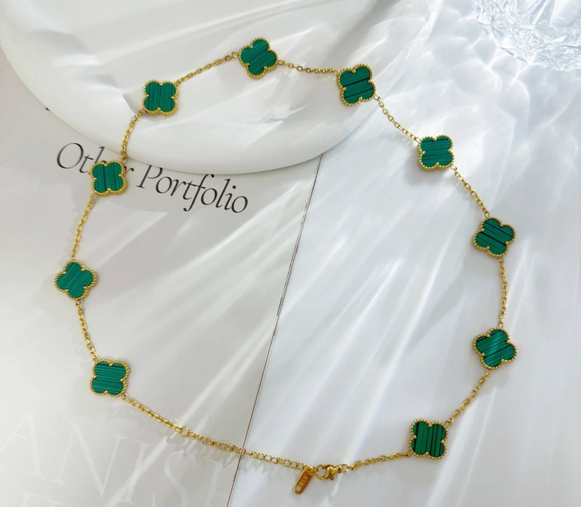 Green & Gold Clover Necklace  _2