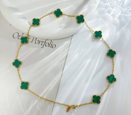 Green & Gold Clover Necklace  