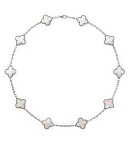 White and Silver Clover Necklace (10 clover)