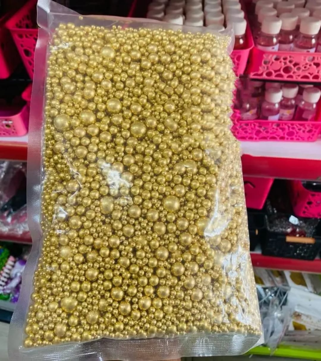 Pérolas Comestíveis na Cor Dourada_1