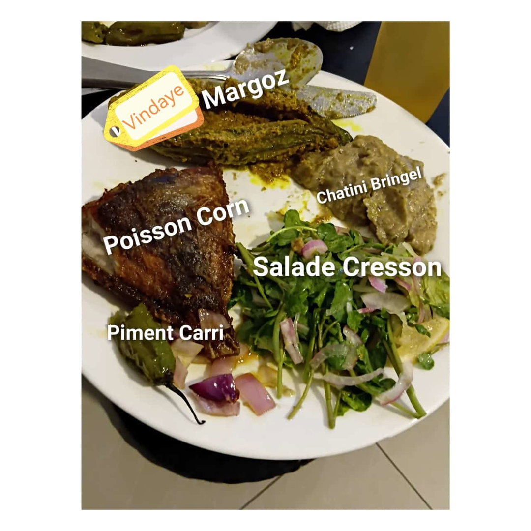 Trance poisson cornes + pima curry +satini brinzel+ salade