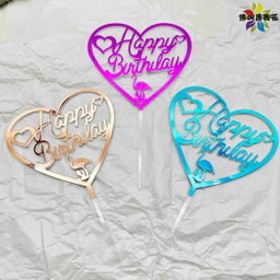 Cake Topper Happy Birthday + Coração