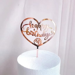Cake Topper Happy Birthday + Coração