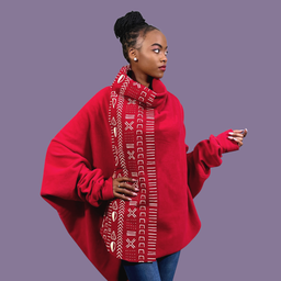 Ascili Snuggy Cardigan - Red / Ankara