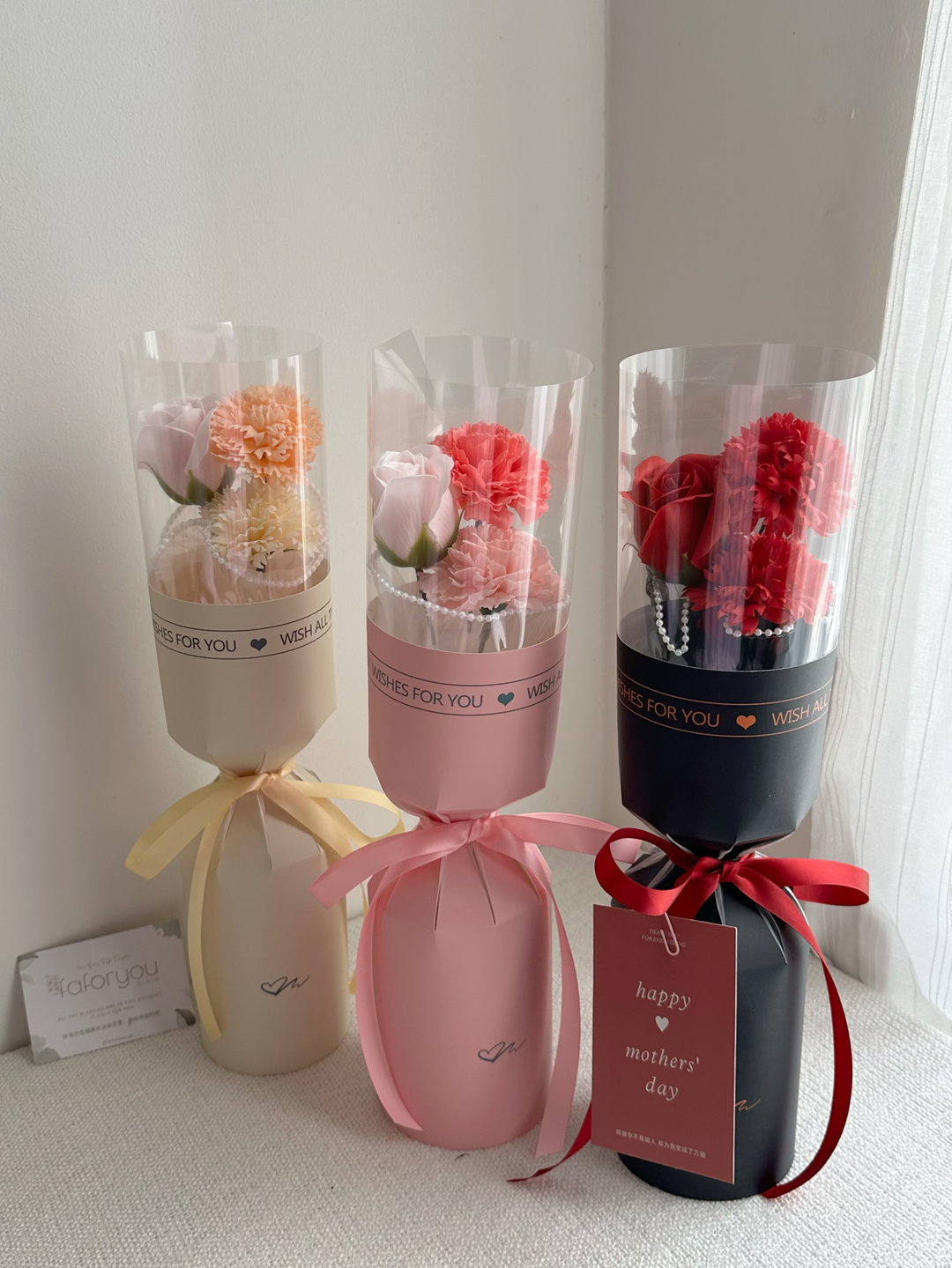 3 Stalk Soap Flower Round Bouquet 