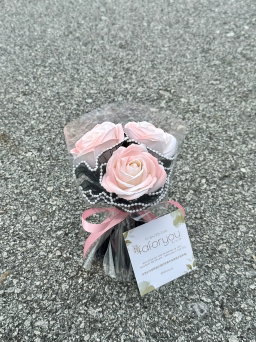 (3R004) 3 Stalk Transparent Soap Rose Bouquet 