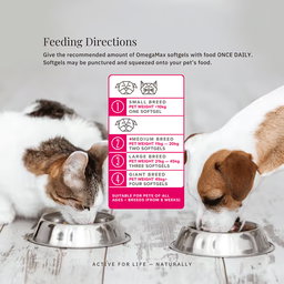 OmegaMax Omega 3 For Dogs & Cats | Fish Oil Softgels 120 x 1000mg