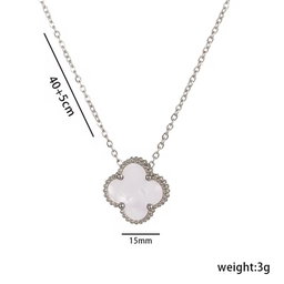 White & Silver Clover Necklace 1 clover 