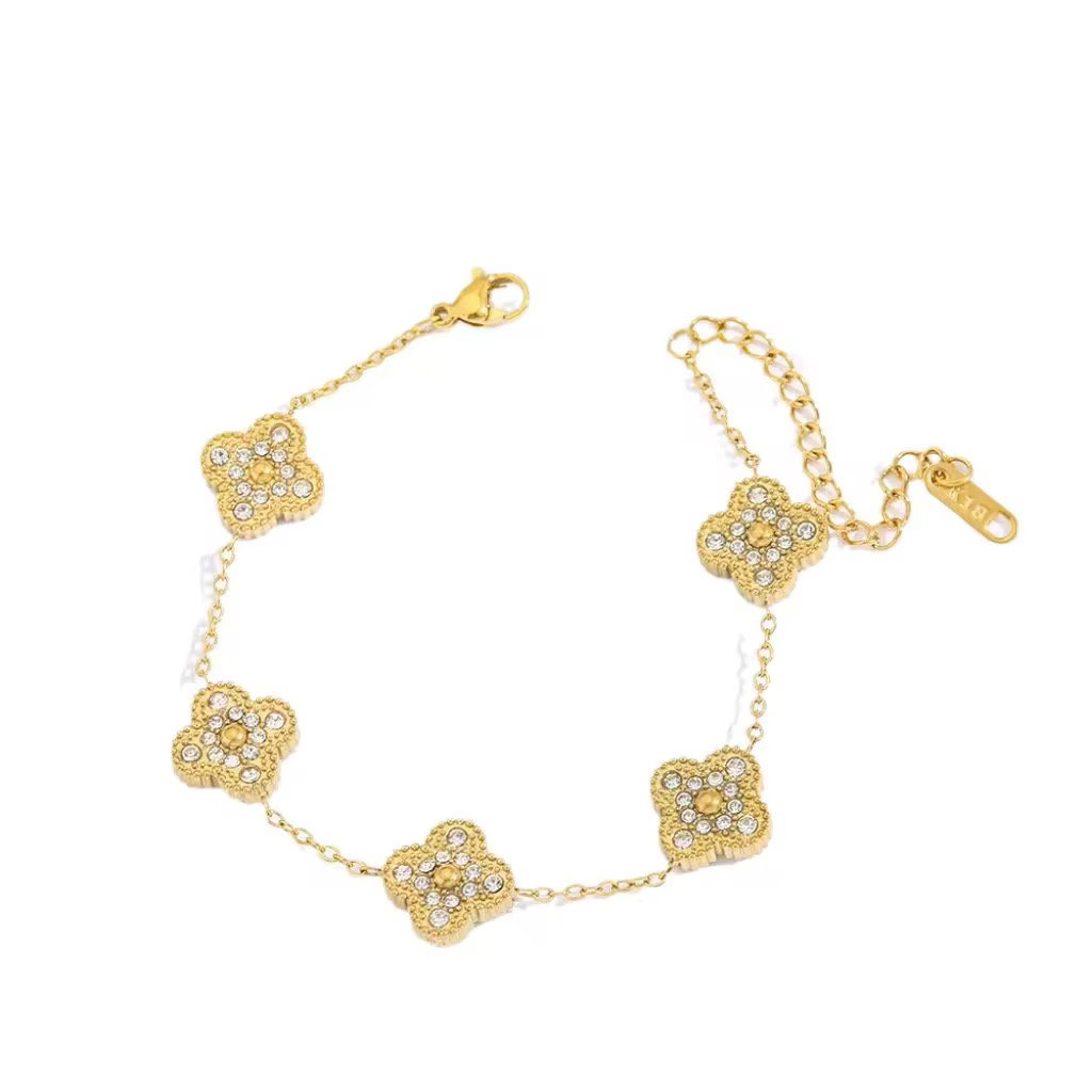 Gold Diamond Clover Bracelet  _1