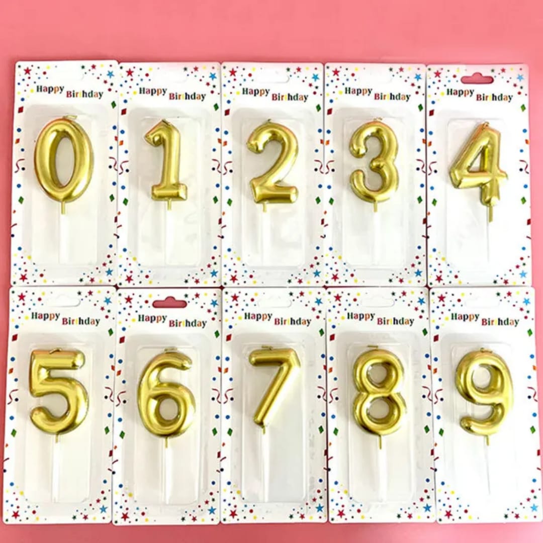 Velas Numericas Happy Birthday Douradas