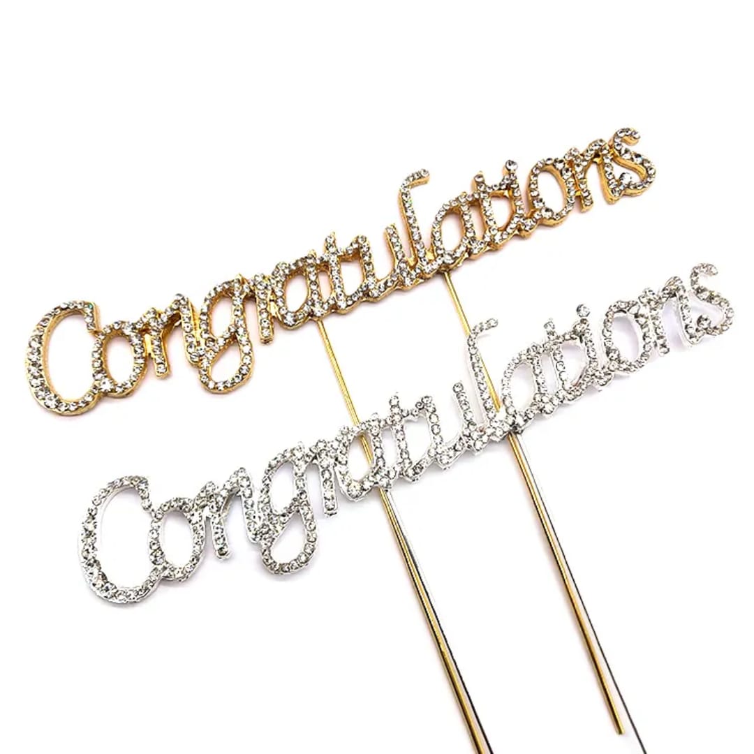 Topper Ferro com Diamentes "Congratulations"