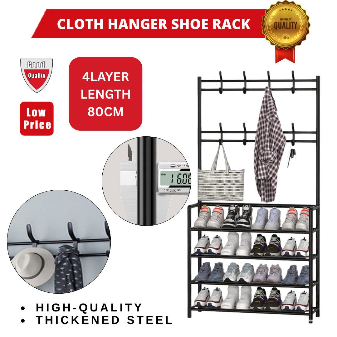 CLOTH HANGER SHOE RACK 4L 80CM NO COVER