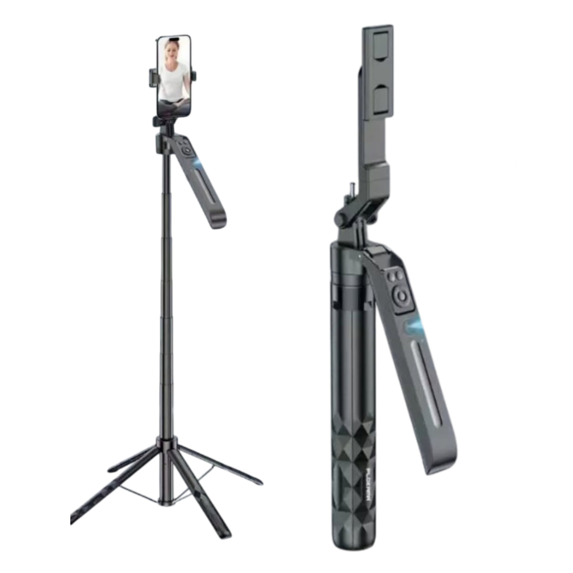 Trépied rotatif à 360° Plokama Auto-A7 Pro AI, perche à selfie portable avec suivi automatique du visage AI et éclairage LED_7