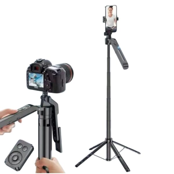 Trépied rotatif à 360° Plokama Auto-A7 Pro AI, perche à selfie portable avec suivi automatique du visage AI et éclairage LED_10