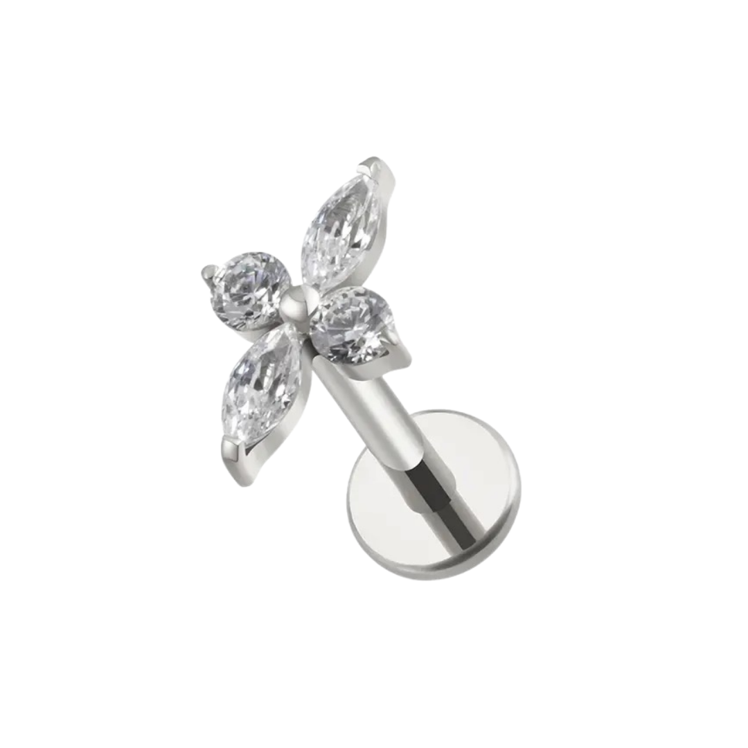 Labret flor cuatro petalos