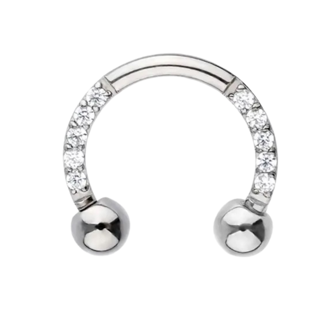 Argolla barbell piedras