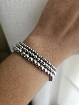 Beaded Bracelet Set - Silver