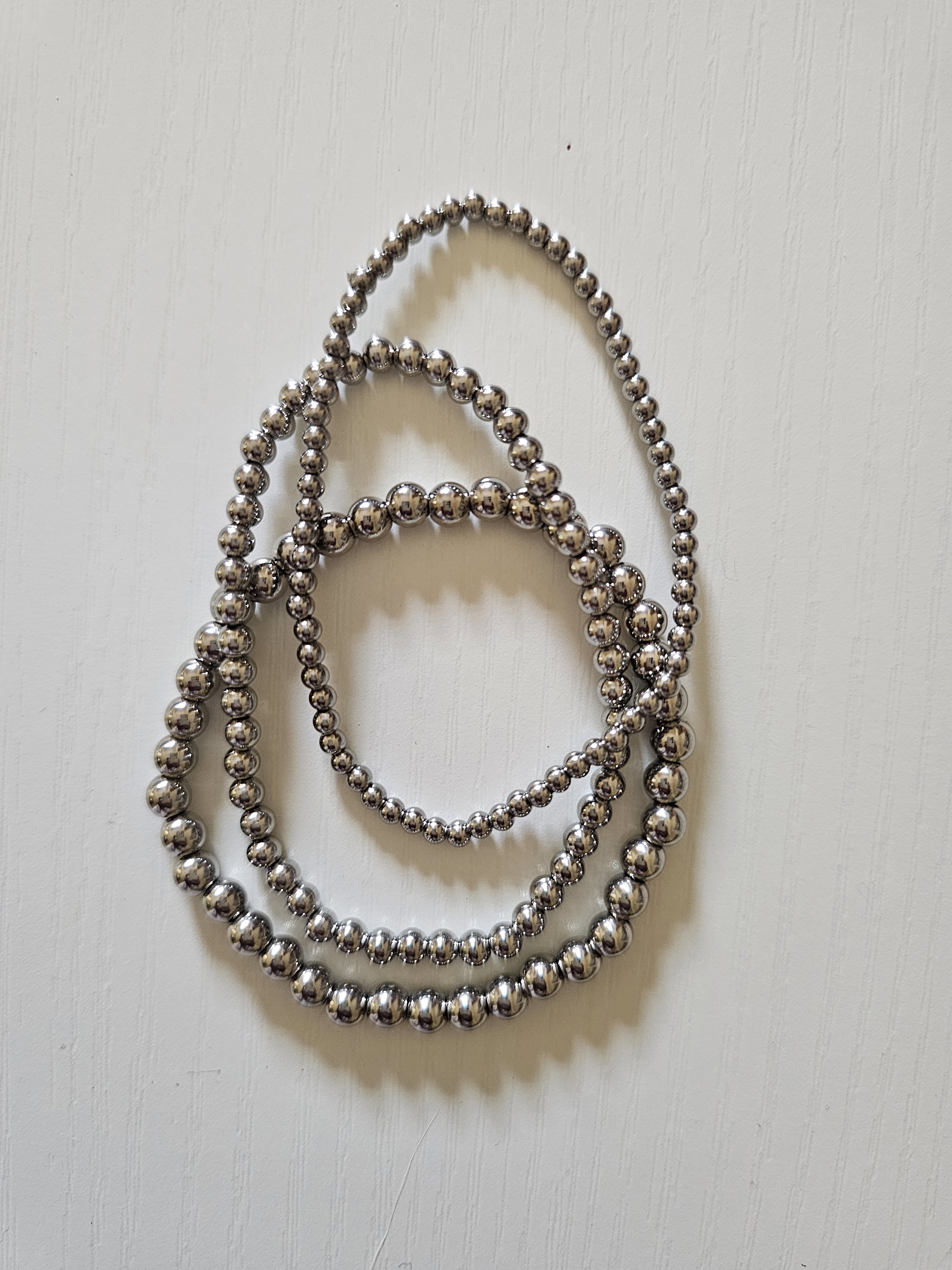 Beaded Bracelet Set - Silver_1