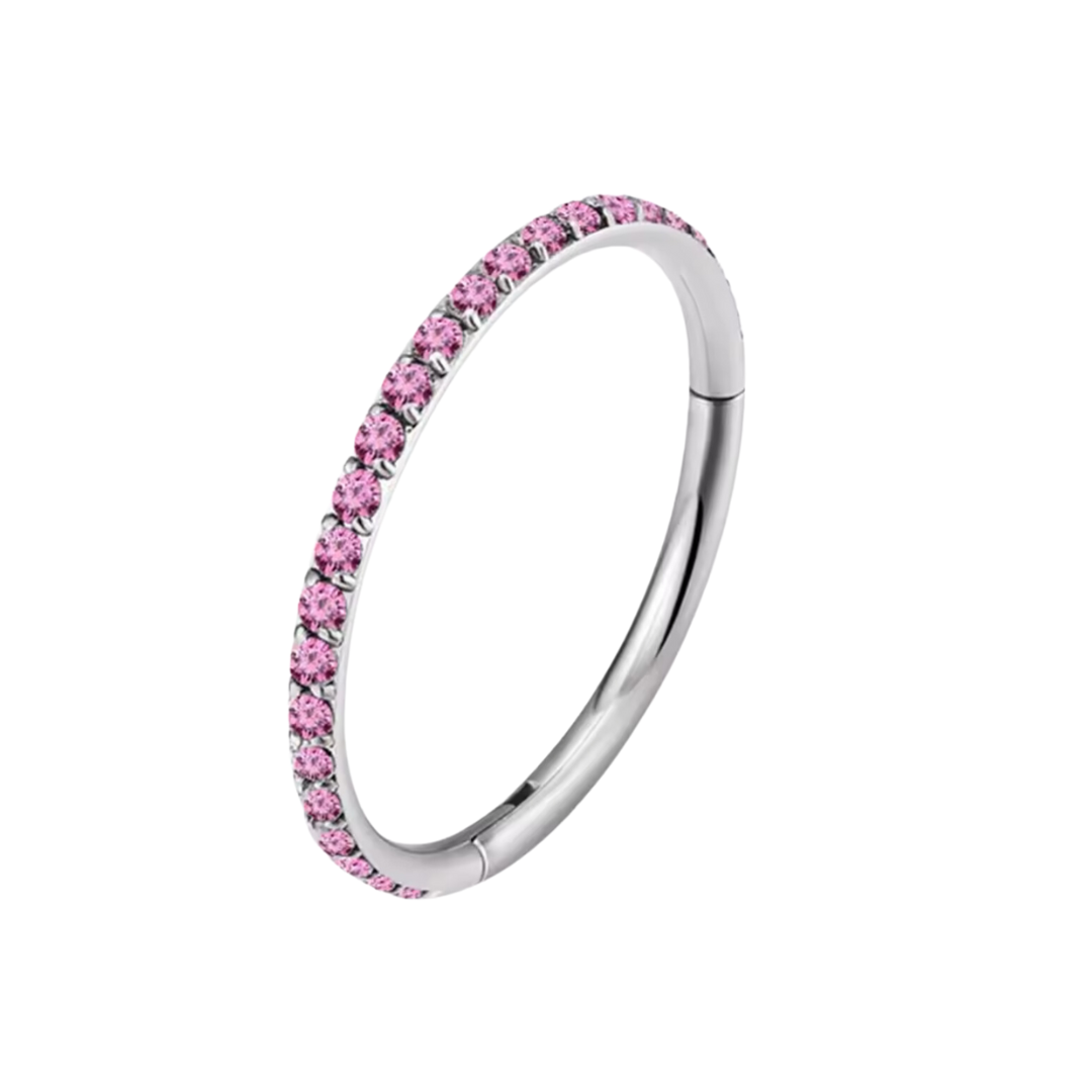 Argolla zirconias laterales rosa
