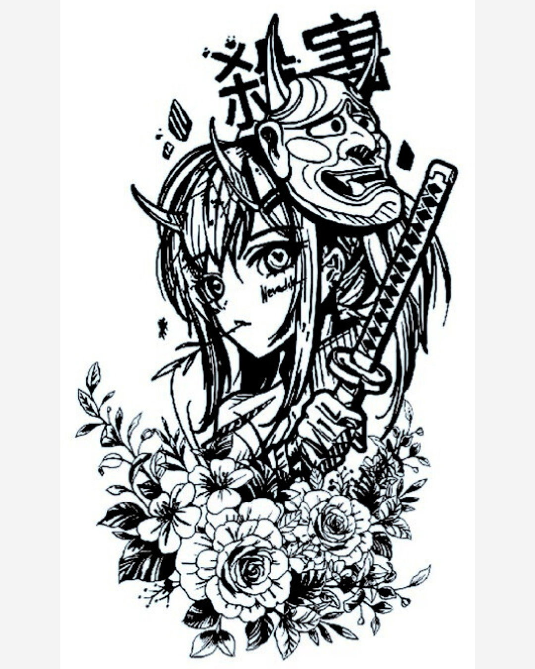 Guerrera y flores_1